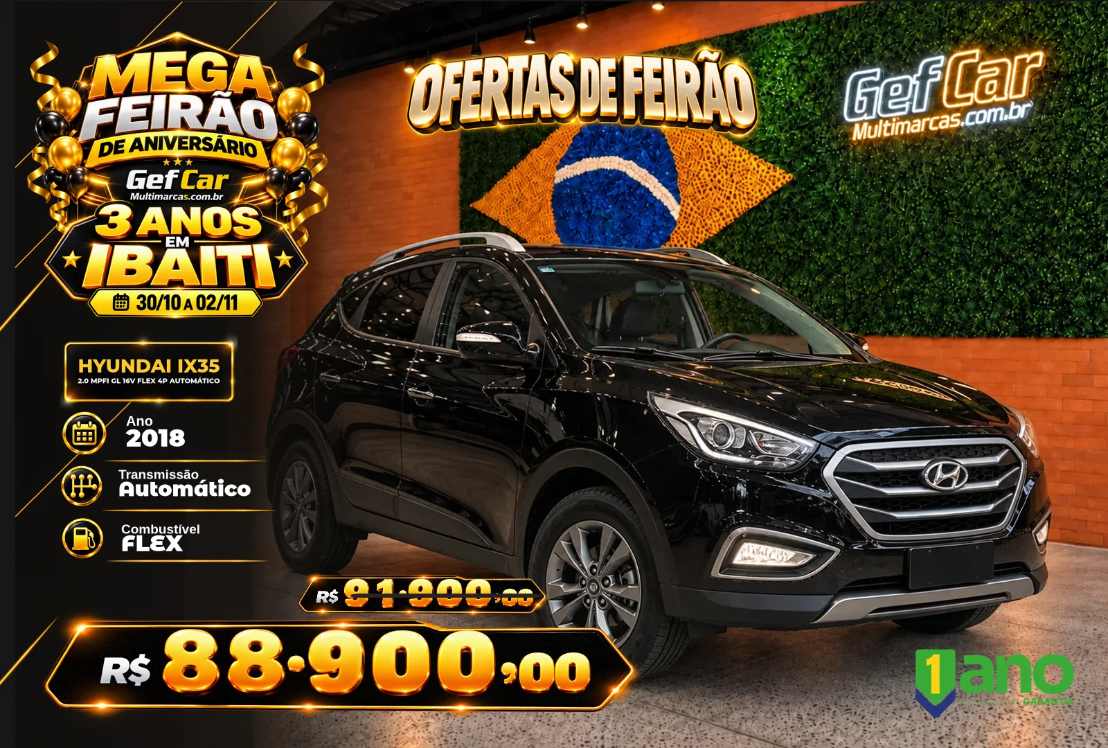 HYUNDAI IX35 2.0 MPFI GL 16V FLEX 4P AUTOMÁTICO 2018